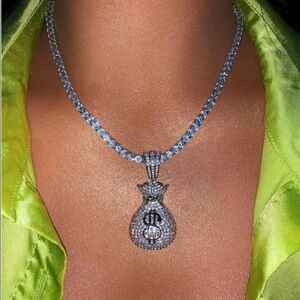 COPY - silver 18inch money bag tennis choker